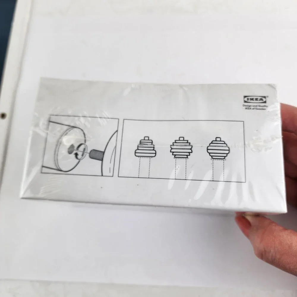 IKEA Uthallig Curtain End Caps White Gray Set of Two NWT
